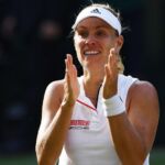 LONDON, ENGLAND - JULY 14: Angelique Kerber of Germany celebrates her victory over Serena Williams of The United States after the Ladies' Singles final on day twelve of the Wimbledon Lawn Tennis Championships at All England Lawn Tennis and Croquet Club on July 14, 2018 in London, England. (Photo by Clive Mason/Getty Images)